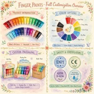 สีนิ้วแบบล้างออกได้ ขนาด 30 มล. ปลอดภัยสำหรับอาหาร ใช้น้ำเป็นส่วนผสม เหมาะสำหรับการวาดภาพสัมผัสสำหรับเด็ก การเรียนรู้ในวัยเริ่มต้น อนุบาล ทำเองที่บ้าน - Product Image 5