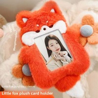 Porte-cartes de crédit et porte-clés en peluche polyester, motif lapin coréen mignon, 3 pouces, à accrocher à l'oreille, style dessin animé, pour photocartes