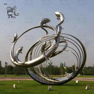 BLVE Décoration Carrée Extérieure Moderne Pop Métal Art <span class=keywords><strong>Miroir</strong></span> En Acier Inoxydable Poli <span class=keywords><strong>Monde</strong></span> Globe Sculpture - Product Image 3