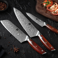 Ensemble de 3 couteaux de cuisine professionnels en acier Damas, lame tranchante