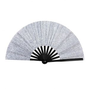 Éventails pliants artisanaux de 33 cm, vierges pour sublimation, en polyester et plastique, blanc et noir, motif dessin animé traditionnel chinois - Product Image 1