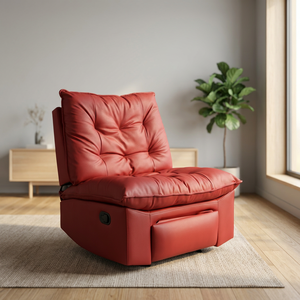 Modern PU Leather Recliner Chair Tufted Back Manual Reclining Living Room Furniture Contemporary Design Leisure Chair - Product Image 4