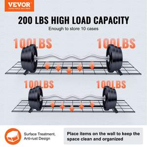 Lot de 2 étagères de rangement de garage robustes de 4x1 pi, étagères murales flottantes, capacité de charge de 400 lb, remise d'atelier, rangement de garage. - Product Image 2