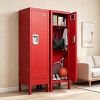 Casier de rangement scolaire en métal à porte unique verrouillable, armoire en acier robuste avec trous de ventilation pour les effets personnels des élèves