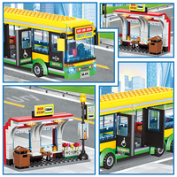 Ensemble de blocs de construction en plastique de 40 pièces pour modèles de véhicules urbains, autobus scolaires jaunes, stations et véhicules publics à un étage, jouets DIY