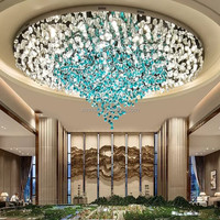 Lustre LED contemporain en verre cristal de pierre bleue 90 22 décoration de plafond encastrée nordique sur mesure maison hôtel