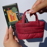 Mini pochette à monnaie et porte-clés en polyester, style tote, avec fermeture éclair, mignonne et petite, pour maquillage et rouge à lèvres, à suspendre