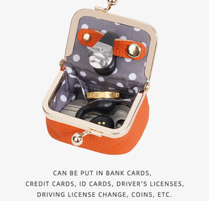 Caja de Joyería Mini de Cuero Genuino con Logotipo Personalizado, Monedero con Cierre de Beso, Bolsa de Almacenamiento Exquisita para Anillos y Collares para Mujer - Product Image 6