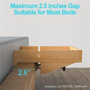 Bamboo Wood Bedside <b>Storage</b> <b>Tray</b> Rectangle Detachable Wall Mounted Natural Color Bedroom Use - Product Image 5