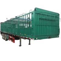 Nouvelle semi-remorque JINFENG 2/3/4 essieux 30-80 tonnes en acier pour le transport de bétail, de canne à sucre, avec barrière rabattable et suspension pneumatique, robuste