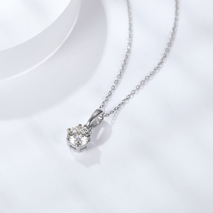 센스 쥬얼리 925 실버 도금 쇄골 체인 클래식 6 발톱 유럽 아메리칸 스타일 Moissanite 목걸이 여성 - Product Image 3