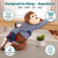 Groothandel Hangende Aap Pluche Speelgoed Lange Arm Knuffeldier Schattig Gestreept Shirt PP Katoen Aangepast Logo EN71 CE CPC OEM ODM