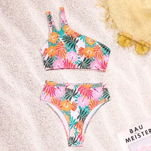 Bathing Suit Manufacturer Oem Custom Printing Bikini Set Women's Sexy Cutout 1 Shoulder Swimwear