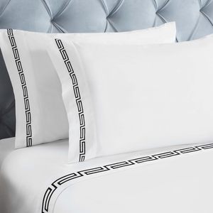 Hotel Quality 100% Cotton Duvet Cover Bed <b>Sheet</b> Set 300TC <b>Queen</b> King Sizes Modern Embroidery Design Woven <b>Fitted</b> Bedding Set - Product Image 3