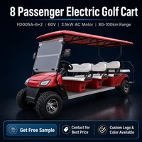 Voiture de golf électrique 8 places (6+2 passagers) 60V 4kW avec moteur AC et batterie au plomb, tout-terrain, pour visites touristiques, hôtels et complexes hôteliers