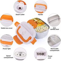 Chauffe-plat électrique 110V/220V avec conteneur en plastique PP, boîte à lunch électrique à 2 compartiments pour le bureau, la cuisine et la voiture