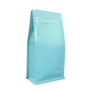 Bolsa de embalaje personalizada de alta calidad del proveedor Bolsa de embalaje de granos de café de fondo plano con válvula y cremallera