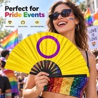Éventails pliants personnalisés, arc-en-ciel, fierté intersexuelle, 33 cm, 13 pouces, en bambou, en bois, en plastique, pour pique-nique, imprimés sur mesure, pour rave, personnalisables