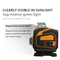 Meilleure vente niveau laser 3D professionnel de qualité bricolage faisceaux verts 520nm longueur d'onde 12 lignes niveau laser rotatif alimenté par batterie
