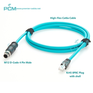 High Flex M12 D-Code 4-poliges Stecker-zu-RJ45-Ethernet-Kabel für Industrie kamera <span class=keywords><strong>Balser</strong></span> Data logic Cognex Profinet Ethercat-Sensor - Product Image 2