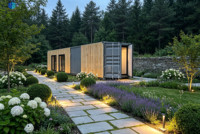 Maison conteneur 40HQ moderne et respirante, préfabriquée sur mesure pour jardin, bureau, appartement ou villa