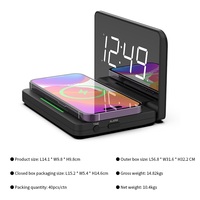Neues Design Elektrischer Multifunktionaler 2-in-1 LED Digitaler Wecker Kabelloses Ladegerät mit 10W 5V/2A PD Typ-C für Telefon Spiegel