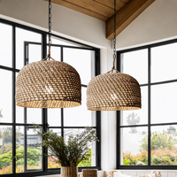 Lampe suspendue en rotin, lampe de plafond en osier tissé à la main pour îlot de cuisine, restaurant, salle à manger