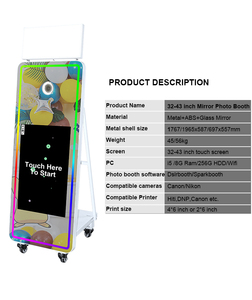 Photomaton avec support de commande <span class=keywords><strong>en</strong></span> <span class=keywords><strong>ligne</strong></span>, logiciel de prise de photos <span class=keywords><strong>gratuit</strong></span>, éclairage RVB, écran tactile 32 pouces, machine de photomaton miroir magique - Product Image 5