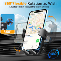 Support universel pour téléphone de voiture, fixation sur grille d'aération, réglable à 360°, clip flexible, support mobile pour iPhone, Android, smartphones