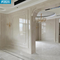 Carreaux de dalle de marbre blanc beige en forme de taille personnalisée pour la maison, villa, salon, projet de décoration murale, hall d'hôtel, escalier