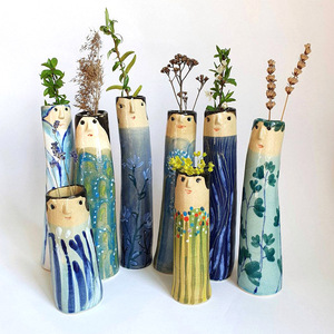 Juego de Jarrones de Resina Hechos a Mano, Pintados a Mano, Divertidos y Lindos Portaflores Antropomórficos, Nueva Figura Decorativa para el Hogar y la Oficina - Product Image 1