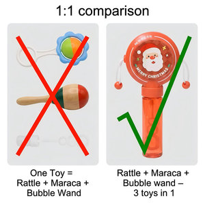 EPT Sonajero de Navidad, Maraca y Varita de Burbujas 3 en 1, Soplador de Burbujas Musical, Sonajero y Maraca de Doble Sonido con Burbujas - Product Image 4
