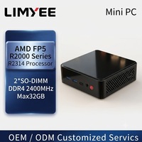 Mini PC Limyee ODM/OEM AMD R2314 con Win11/Linux, 8G/16G de RAM DDR4, SSD de 128G/256G/512G, 2LAN, AMD Serie FP5 R2000