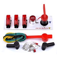 Panel de interruptores de encendido de carreras 5 en 1 de 12V, de aluminio con LED rojo, interruptor de palanca para arranque de motor y batería, para coches de carreras y camiones