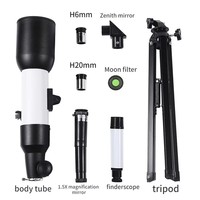 Teleskop Refraktor Astronomi BM-36060D Travel 60mm Aperture 360 Focal Length AZ Mount Berbahan Aluminium Alloy Multi-Coated 7 Field