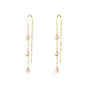 Boucles d'oreilles pendantes Gemnel en argent sterling avec 3 étoiles scintillantes en rangée - Product Image 1