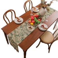 Taplak Meja Yiqi Rhyme Jacquard Motif Bunga Taman Hijau dengan Rumbai, untuk Meja Makan, Panjang, Tebal, Vintage, Tahan Lama, untuk Rumah, Hotel, Pabrik
