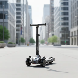 Patinete Plegable de Aleación de Aluminio y Plástico para Niños de 2 Años, Bicicleta de <span class=keywords><strong>Pedales</strong></span> de Tres Ruedas, Ruedas Silenciosas, Plegado con un Botón, Luz Incluida - Product Image 4