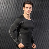 Kaos Olahraga Lengan Panjang Pria PRO Solid Sporty Tight Fitness untuk Lari dan Latihan, Bahan Stretch Cepat Kering