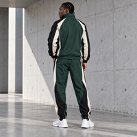 Survêtement Homme Personnalisé à Blocs de Couleurs avec Fermeture Éclair Intégrale, Veste Tissée et Pantalon Long, Logo Imprimé pour Sorties Quotidiennes Décontractées