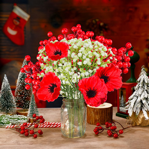 Ramos de Navidad Artificiales de 30cm-100cm, Flores de Seda PE de Alta Simulación para Decoración del Hogar - Product Image 1