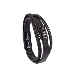 Bracelet en cuir pour homme avec fermoir magnétique, tressé, cadeau, 7,5 8,5 9 pouces, lettrage anglais, bijoux pour lui - Product Image 4