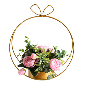 Metal Flower <b>Basket</b> Heart Shape Gold Plated Geometric Portable Storage <b>Basket</b> For Office Space Minimalist Style - Product Image 5