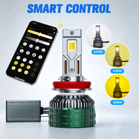 Bombillas LED para Faros Delanteros con Control por Aplicación Inteligente, Tubo de Cobre Doble de 12V, Temperatura de Color Ajustable, Faros LED para H4 H7 H11, Luces Antiniebla para Automóvil