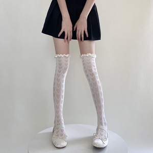 Red Heart Pattern Over The Knee Stockings Ultra Thin 0D Nylon Women's Fashion Y2K Style Cosplay Lolita Trendy - Product Image 3