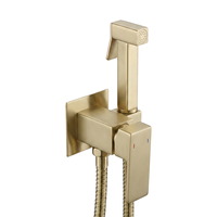 Ensemble de douche musulman de luxe en laiton doré brossé, avec pulvérisateur de bidet Shattaf mural et mitigeur monocommande chaud/froid