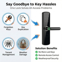 Cerradura Inteligente Económica para Puerta Exterior, Impermeable, con WiFi Ttlock/Tuya, Inalámbrica, Digital, Biométrica, con Huella Dactilar, para Apartamento