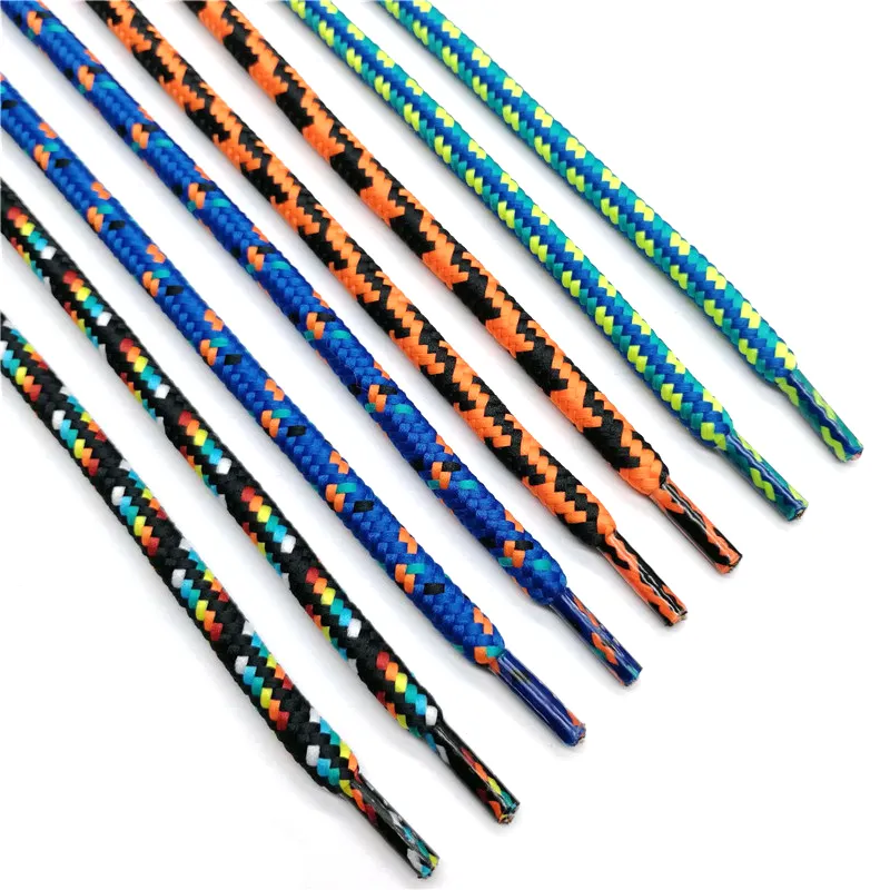 Customized Mix-color round lace Tubular Dots Shoelaces woven Thread Shoestring with transparent tips