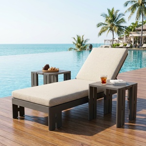 Modern Outdoor Sun Lounger Beige Cushion Aluminum Frame Contemporary Design Poolside Furniture - Product Image 1