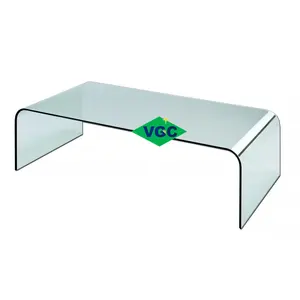 VGC 6MM 8MM 10MM 12MM 15MM 19MM Custom Curved Toughened Glass Clear Curved Glass Console Table Bent Glass Coffee Table